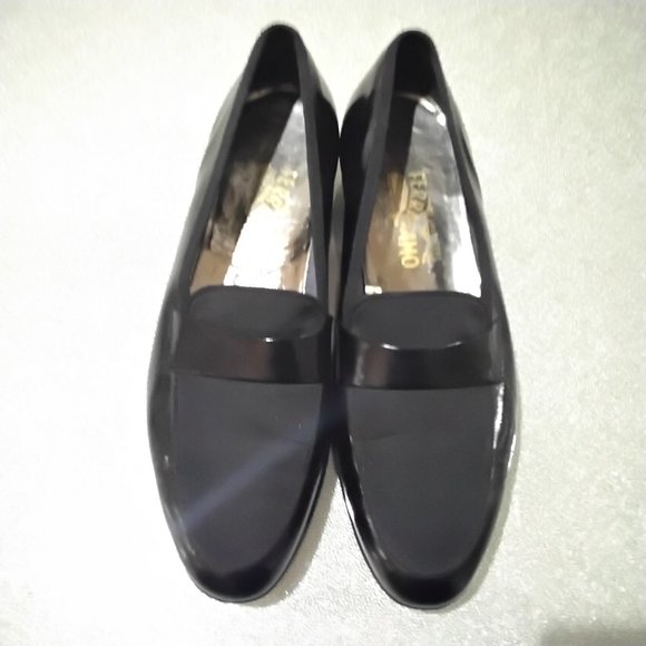 Salvatore Ferragamo Black Leather & Velvety Material Loafers 10.5 M Preowned main image 7